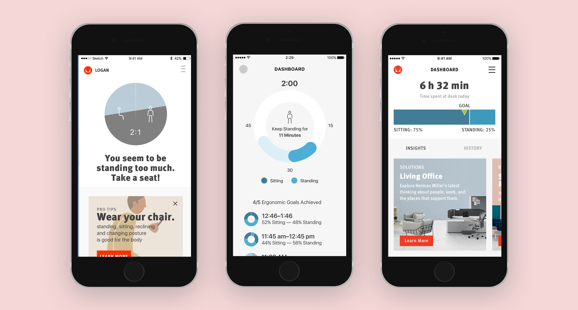 Iterations on how we could show activity on the landing screen
